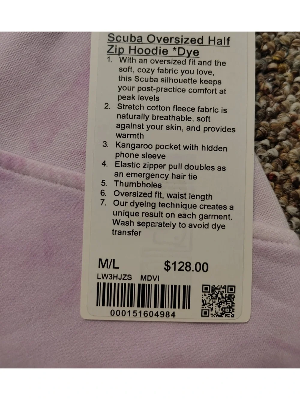 Lululemon Scuba Oversized Half-Zip Hoodie Mineral Dye Purple Cosmos M/L New